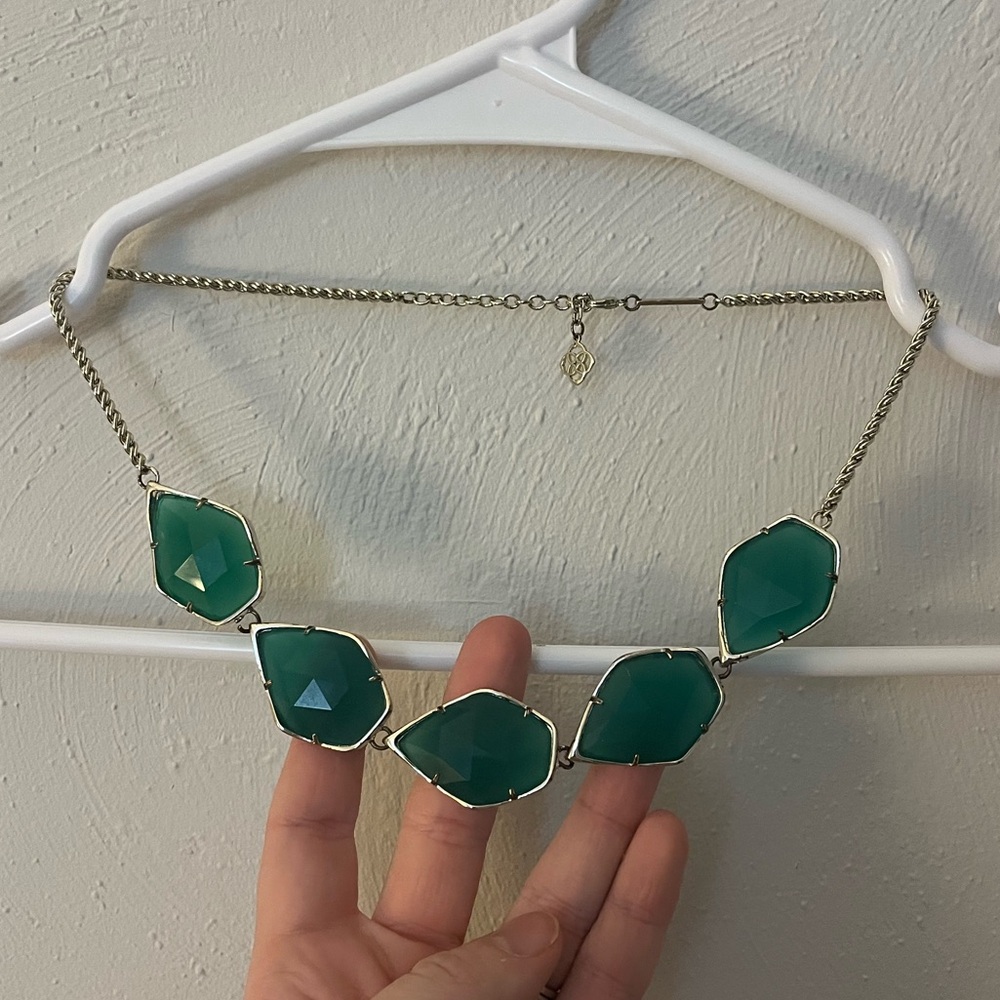 Kendra Scott Green Faceted Stone Statement Necklace